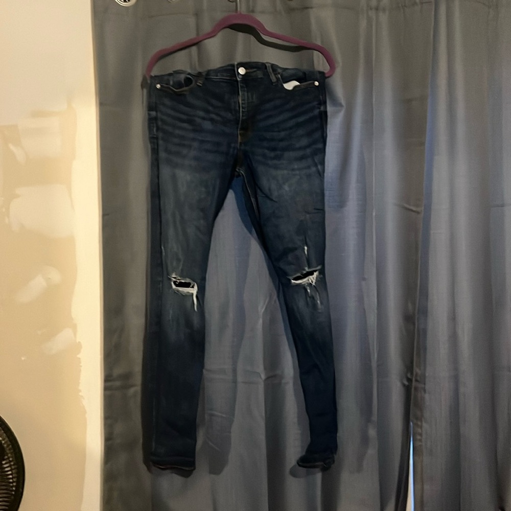 Ripped Dark Jeans | Rockstar Super Skinny | Size 12 Long | Old Navy